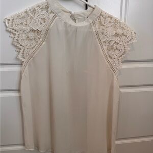 Elegant Cream Lace Sleeve Women's Top